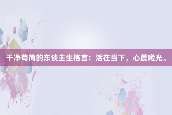干净苟简的东谈主生格言:活在当下,心晨曦光。